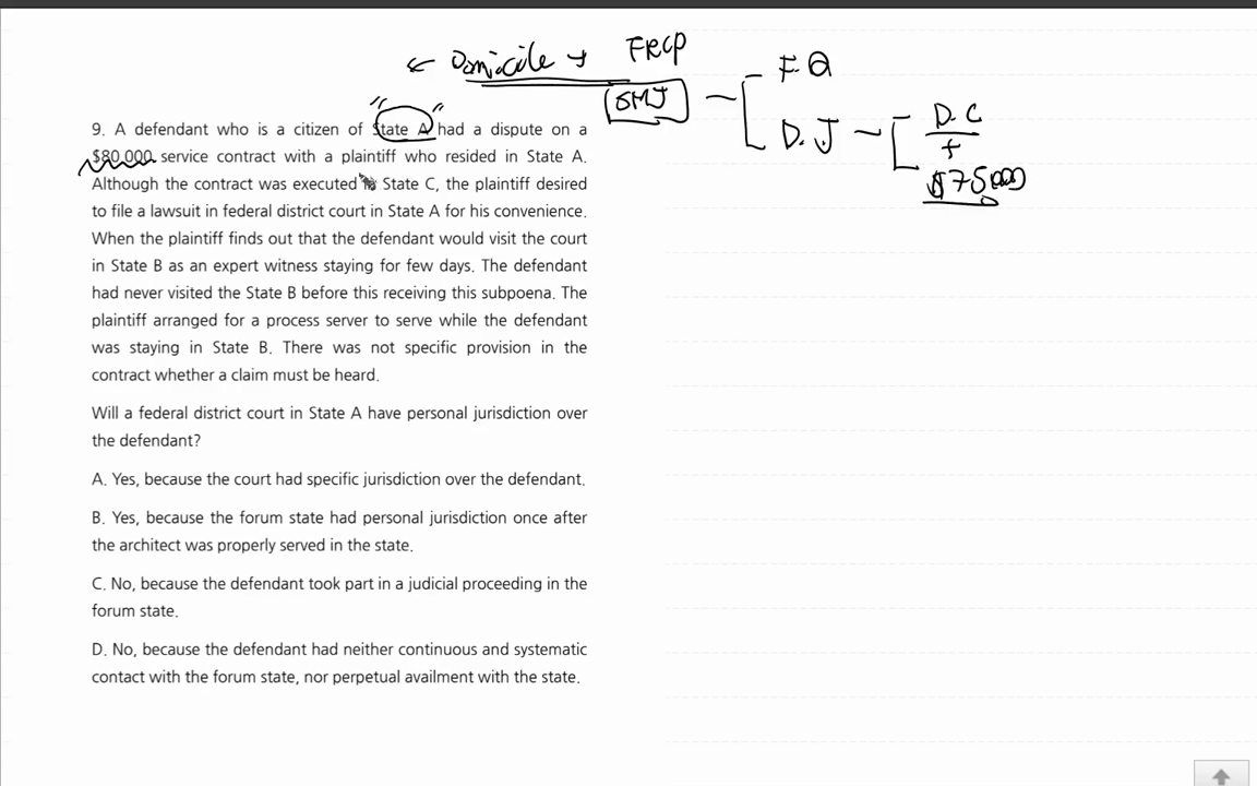 1. Personal Jurisdiction - Question 9. [Intermediate Set 1]