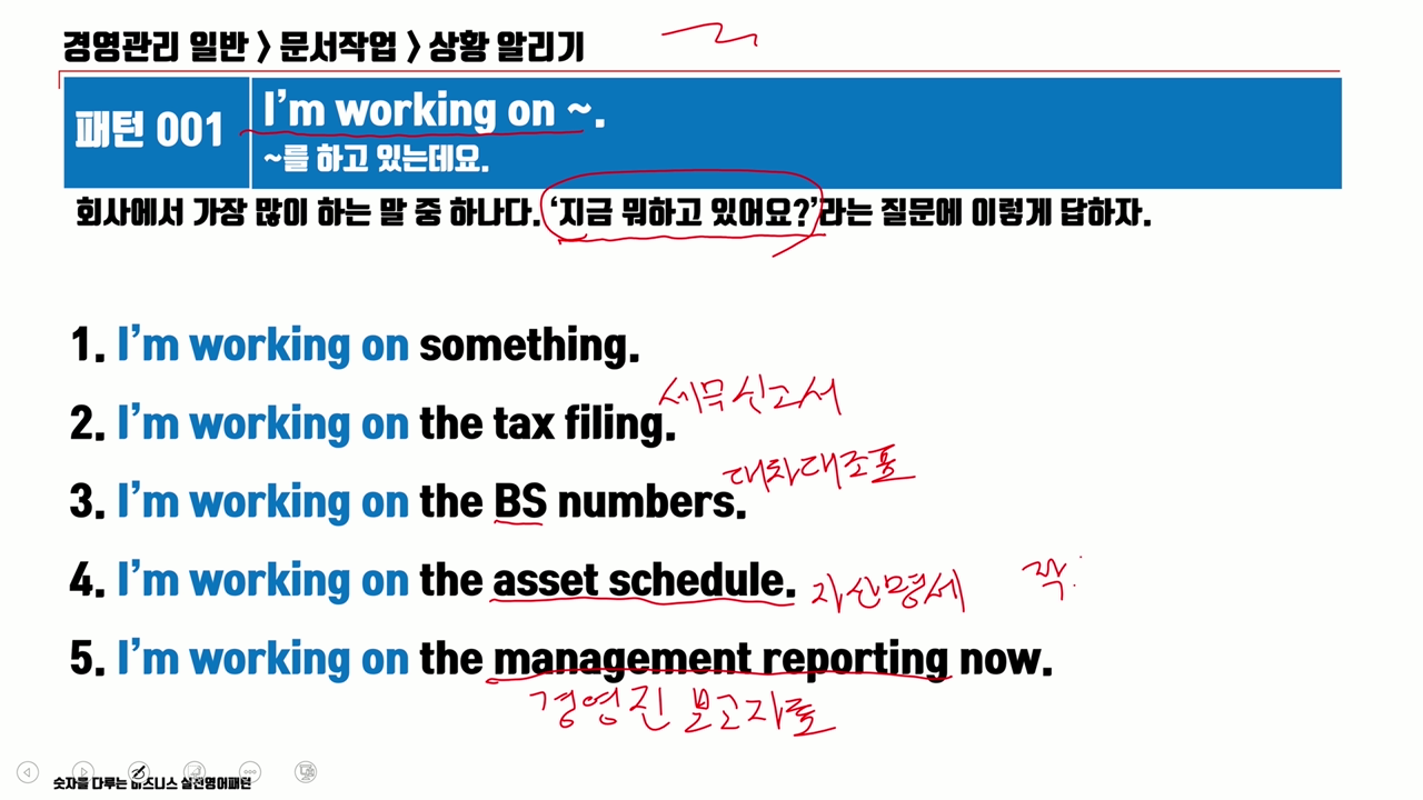 [패턴001] ~를 하고 있는데요. (BS숫자뽑기, 자산명세, 세무신고서, 경영진보고)